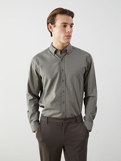 LCW Vision Slim Fit Uzun Kollu Oxford Erkek Gömlek - S5G566Z8-CTA