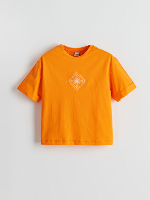 LCW Kids Crew Neck Short Sleeve Printed Girls' T-Shirt - S5G578Z4-KY0