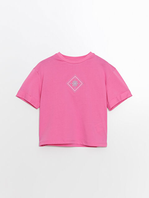 LCW Kids Crew Neck Short Sleeve Printed Girls' T-Shirt - S5G578Z4-R0M