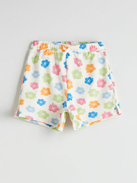 LCW Kids Girls' Floral Shorts with Elastic Waist - S5G579Z4-SWC