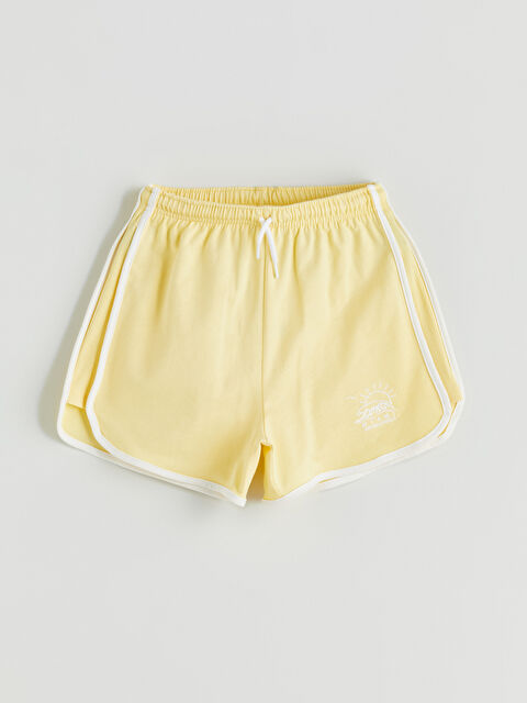 LCW Kids Elastic Waist Miami Printed Girls' Shorts - S5G583Z4-FRN