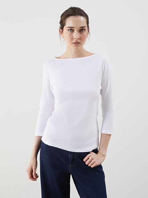 LCWAIKIKI Classic Kayık Yaka Kadın Tişört - S5G612Z8-Q6K