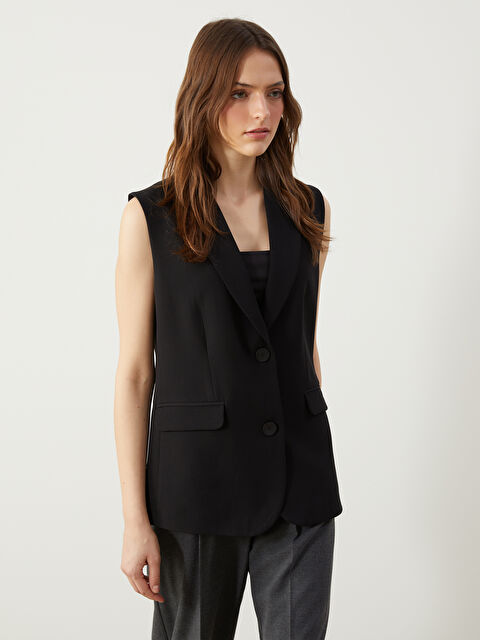 LCWAIKIKI Classic Ceket Yaka Kadın Klasik Yelek - S5G669Z8-CVL