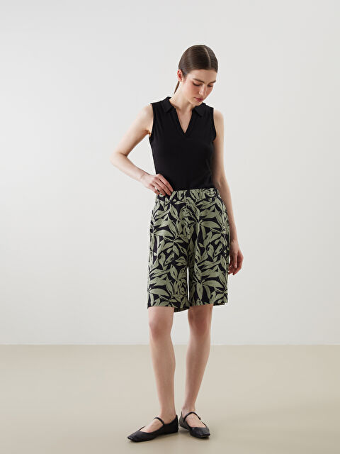 LCWAIKIKI Classic Beli Lastikli Desenli Kadın Şort - S5G694Z8-LS6