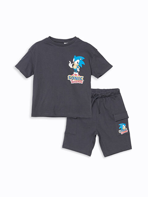 LCW Kids Sonic Baskılı Erkek Çocuk Tişört ve Şort 2'li - S5G739Z1-HEF