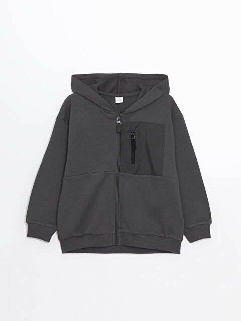 LCW Kids Kapüşonlu Basic Erkek Çocuk Fermuarlı Sweatshirt - S5G764Z1-HEF
