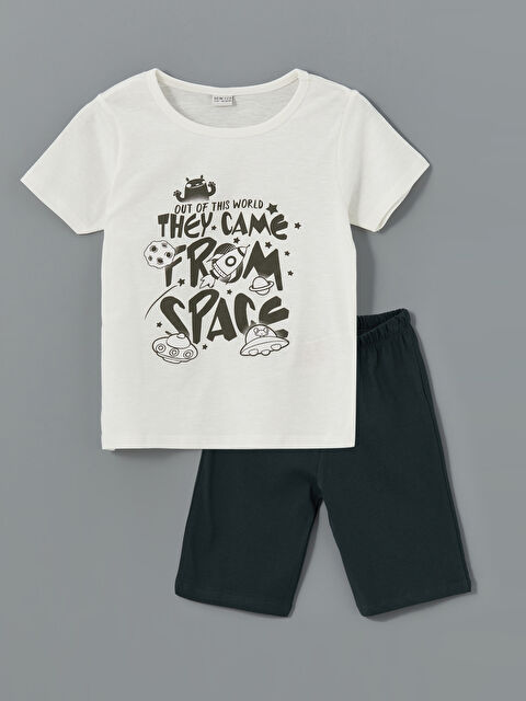 LCW ECO Bisiklet Yaka Erkek Çocuk Şortlu Pijama Takımı - S5G798Z4-J5E