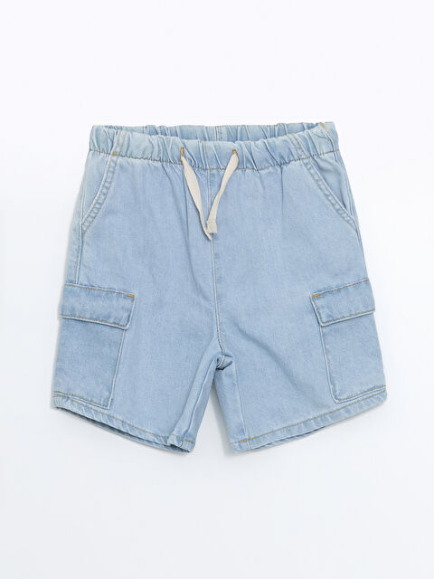 LCW ECO Beli Lastikli Kız Çocuk Kargo Jean Şort - S5G989Z4-V2T