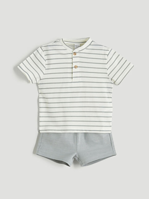 LCW baby Çizgili Erkek Bebek Tişört ve Şort 2'li - S5GA07Z1-LFC
