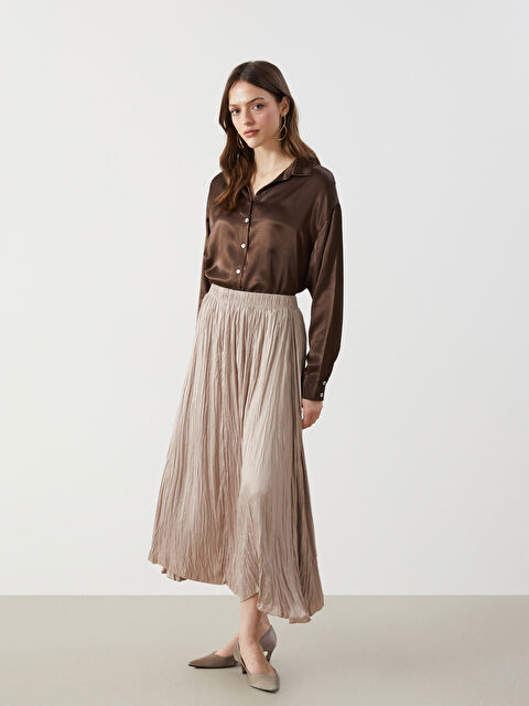 LCW Modest Beli Lastikli Saten Kadın Etek - S5GA13Z8-PVQ