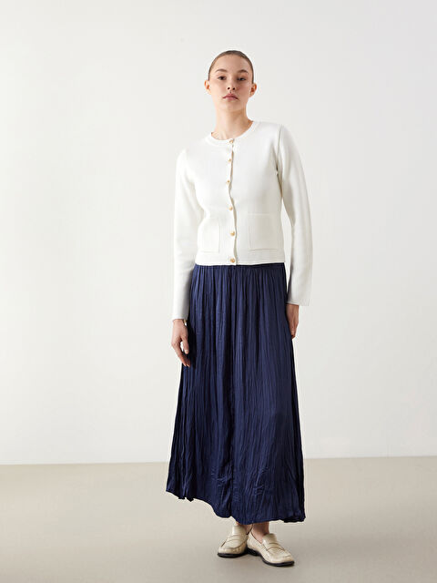 LCW Modest Beli Lastikli Saten Kadın Etek - S5GA13Z8-Z5N