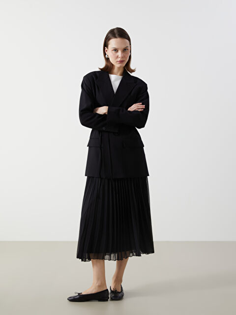 LCW Modest Beli Lastikli Kadın Pileli Etek - S5GA14Z8-CVL