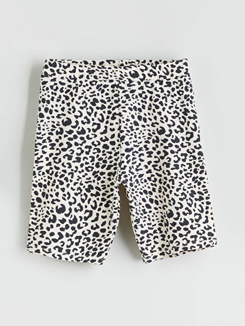 LCW Kids Beli Lastikli Leopar Desenli Kız Çocuk Kısa Tayt - S5GA56Z4-LQB