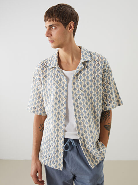 XSIDE Regular Fit Kısa Kollu Desenli Erkek Gömlek - S5GA83Z8-LEN