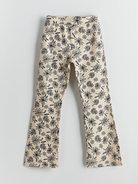 LCW Kids Beli Lastikli Çiçekli İspanyol Paça Kız Çocuk Tayt - S5GB00Z4-LRA