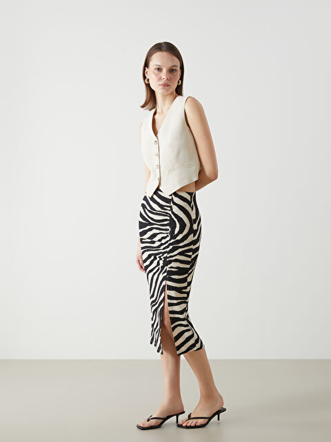 LCW Vision Серпімді белдік жолбарыс өрнекті бүрмелі белдемше - S5GB87Z8-LRA