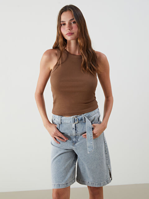 LCW Vision Bisiklet Yaka Dokulu Kadın Atlet - S5GC35Z8-HCD