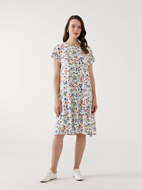 LCW Grace Bisiklet Yaka Çiçekli Elbise - S5GE13Z8-F9C