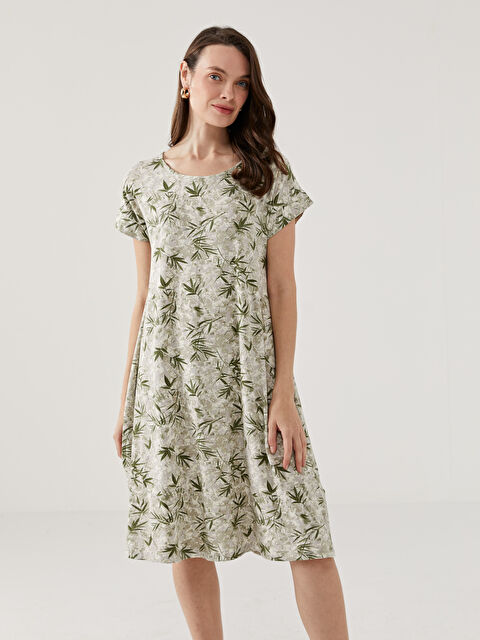 LCW Grace Bisiklet Yaka Çiçekli Kadın Elbise - S5GE13Z8-LRR