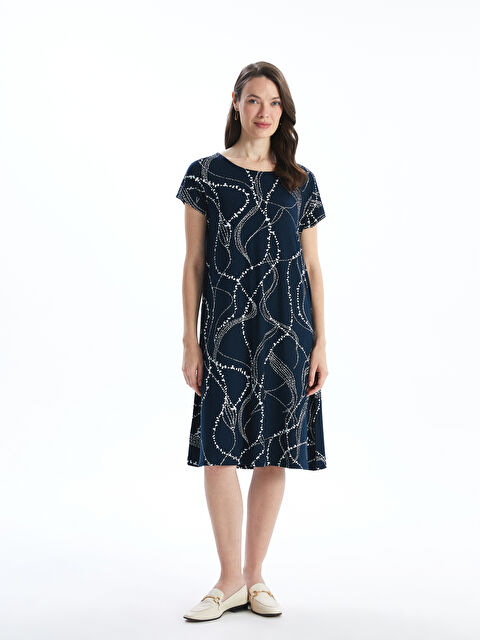 LCW Grace Bisiklet Yaka Desenli Kadın Elbise - S5GE13Z8-LSJ