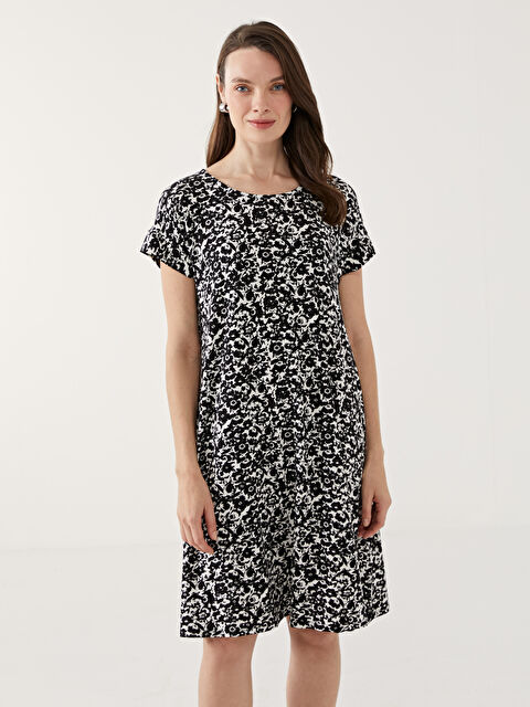 LCW Grace Bisiklet Yaka Çiçekli Kadın Elbise - S5GE13Z8-SW6