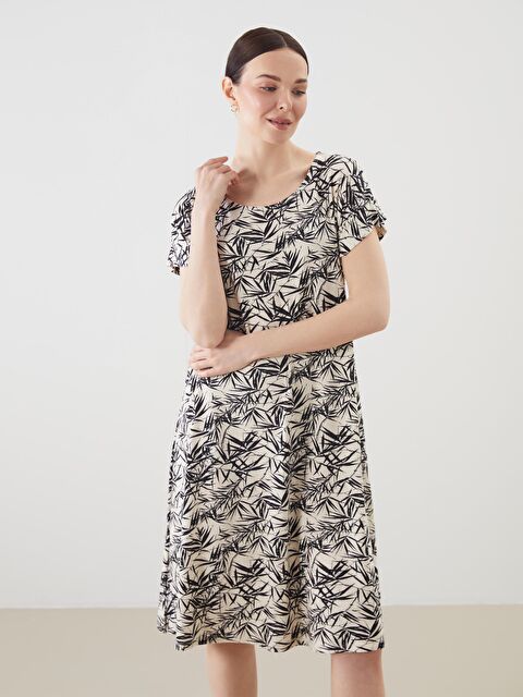 LCW Grace Bisiklet Yaka Desenli Elbise - S5GE13Z8-SW7