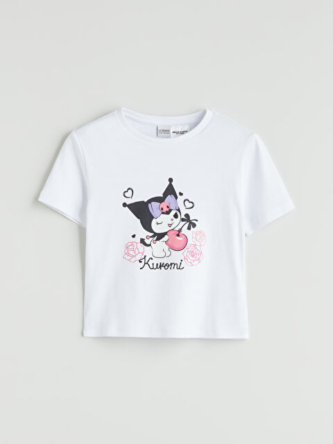 LCW Kids Bisiklet Yaka Kuromi Baskılı Kız Çocuk Crop Tişört - S5GE40Z4-Q6K