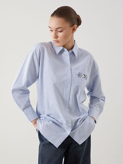 LCW Modest Çiçekli Oversize Kadın Gömlek Tunik - S5GE83Z8-LEN