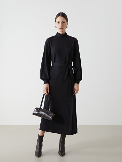 LCWAIKIKI Classic Dik Yaka Dokulu Elbise - S5GF14Z8-CVL