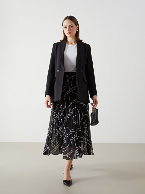 LCWAIKIKI Classic Beli Lastikli Desenli Şifon Kadın Pileli Etek - S5GF23Z8-LQJ