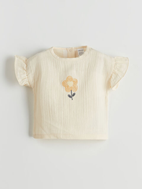 LCW baby Bisiklet Yaka Çiçek Nakışlı Kız Bebek Bluz - S5GF62Z1-FSQ