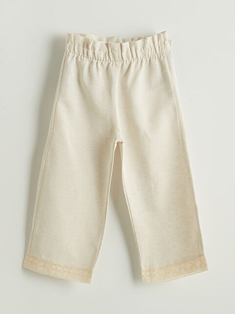 LCW Kids Wideleg Dantel Detaylı Kız Çocuk Pantolon