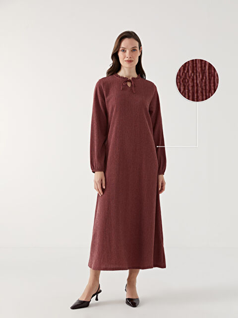 LCW Grace Bağlamalı Yaka Dokulu Elbise - S5GG13Z8-H5P