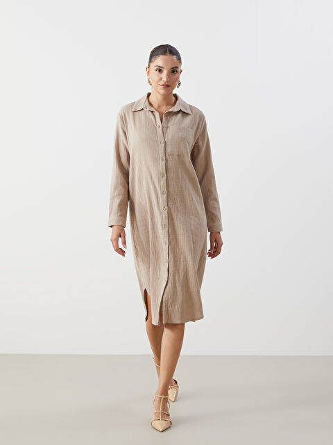 LCWAIKIKI Classic Dokulu Kadın Gömlek Elbise - S5GG60Z8-KD3