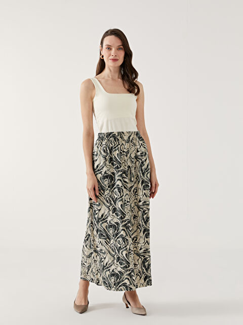 LCW Grace Beli Lastikli Desenli Kadın Etek - S5GH72Z8-LQB
