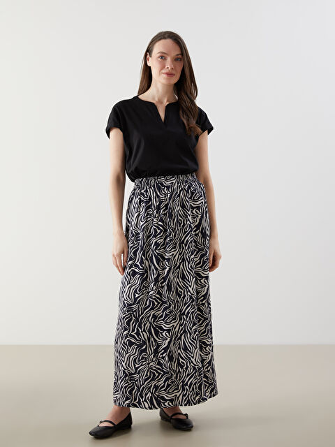 LCW Grace Beli Lastikli Desenli Kadın Etek - S5GH72Z8-LSH