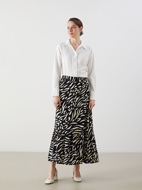 LCW Grace Beli Lastikli Desenli A Kesim Kadın Etek - S5GH79Z8-LQJ