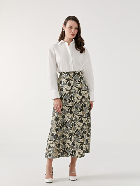 LCW Grace Beli Lastikli Çiçekli Kadın Etek - S5GH86Z8-LRA