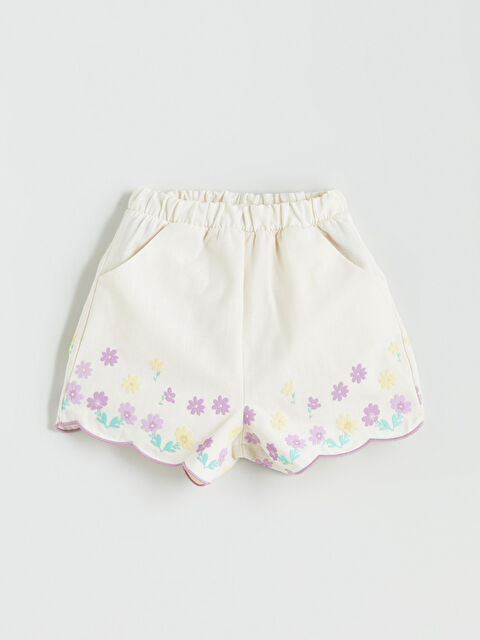 LCW Kids Kız Çocuk Çiçek Nakışlı Şort