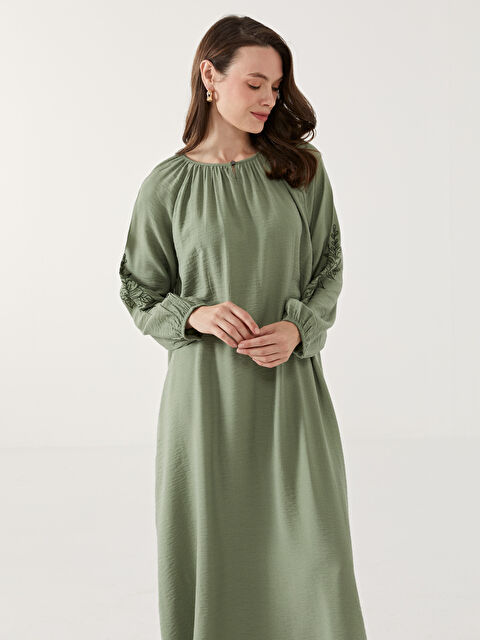 LCW Grace Crew Neck Floral Embroidered Women's Dress - S5GI01Z8-GUY