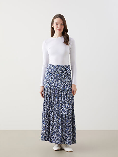 LCW Grace Beli Lastikli Desenli Kadın Etek - S5GI03Z8-LS3