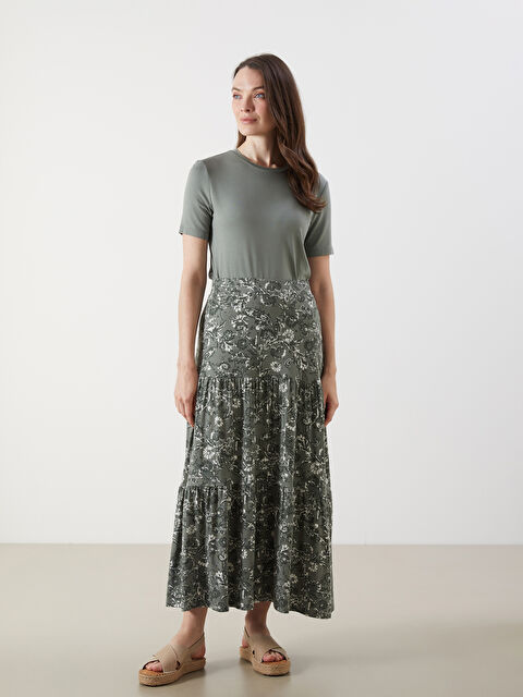 LCW Grace Beli Lastikli Çiçekli Kadın Etek - S5GI03Z8-LS6