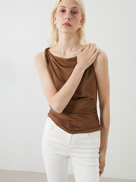 LCW Vision U Yaka Büzgülü Bluz - S5GI13Z8-H6J