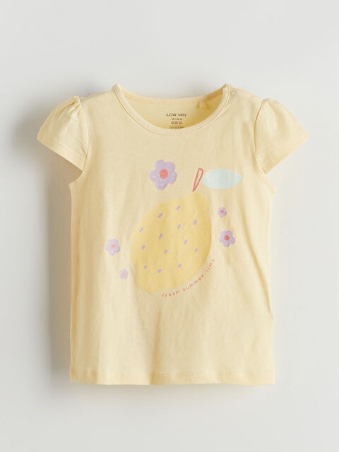 LCW baby Bisiklet Yaka Baskılı Kız Bebek Tişört - S5GI48Z1-SAG