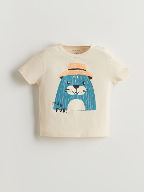 LCW baby Bisiklet Yaka Baskılı Erkek Bebek Tişört - S5GI66Z1-KXP