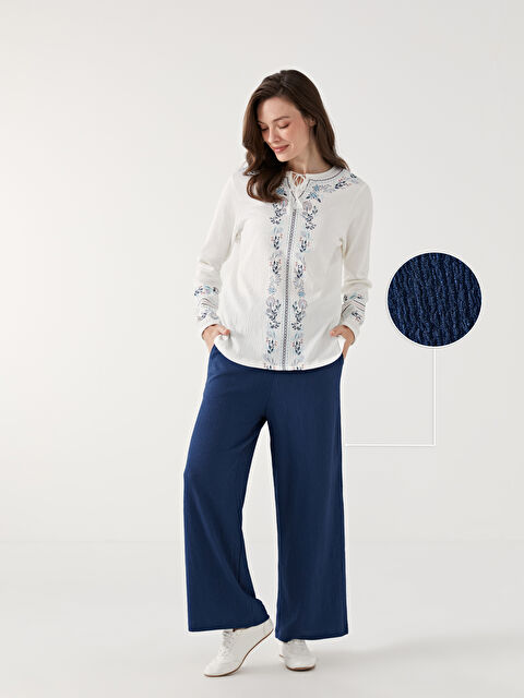 LCW Grace Beli Lastikli Dokulu Kadın Pantolon - S5GI74Z8-YE1