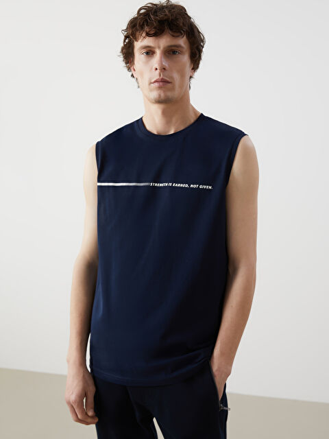 LCWAIKIKI Classic Bisiklet Yaka Baskılı Erkek Kolsuz Tişört - S5GJ55Z8-DWP