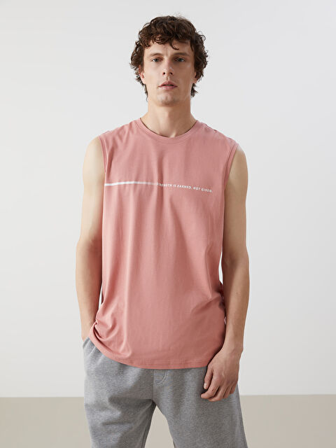 LCWAIKIKI Classic Bisiklet Yaka Baskılı Erkek Kolsuz Tişört - S5GJ55Z8-YYB