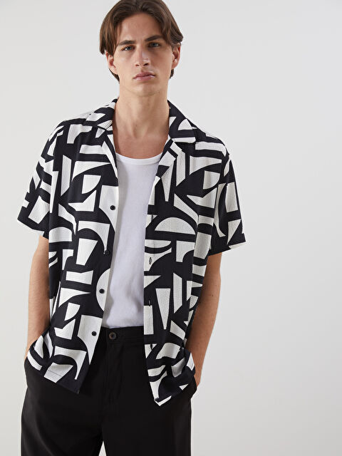 XSIDE Regular Fit Kısa Kollu Desenli Erkek Gömlek - S5GJ90Z8-LQJ
