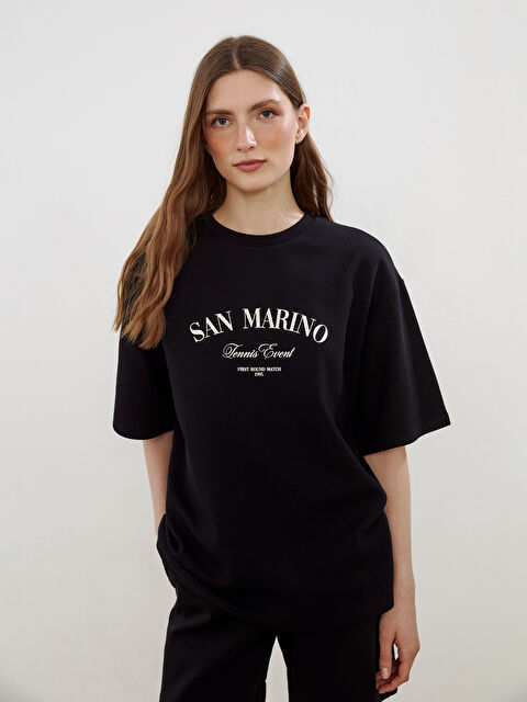 LCW Vision Bisiklet Yaka San Marino Baskılı Kadın Tişört - S5GJ99Z8-CVL